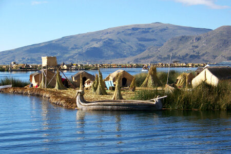 Island on Lake Titicaca Peru photo