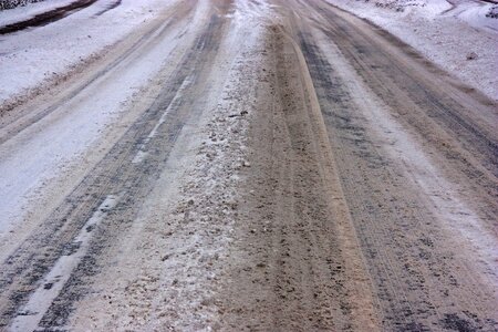 Winter road road salt photo