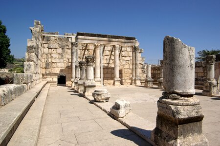Ancient synagogue ruins in Capernaum in Israel