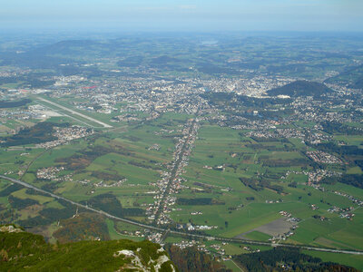 The Salzburg basin as viewed from the air in Austria