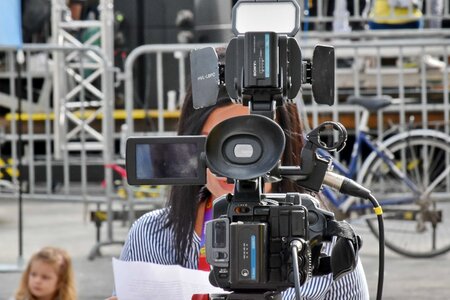 Journalist television news video recording