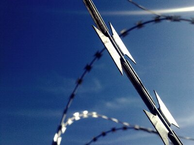 Barbed wire risk metal photo