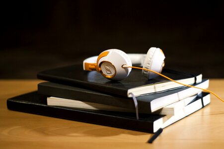 Audio black laptop black headphones