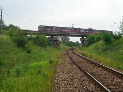 train passing the bridge in Poland photo