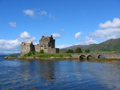 Closeup of Reflection of Eilean Donan Castle, Highland Scotland photo
