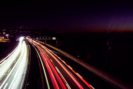 Highway Traffic Night Lights photo