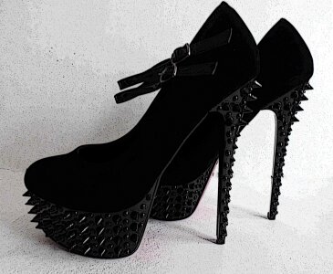 High heels black paint