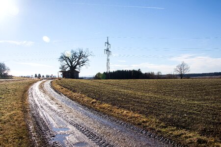 Lane arable muddy