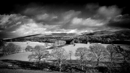 Black and White Scenic Landscape of England photo