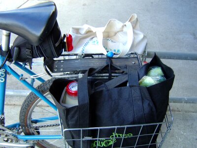 Bags bicycle groceries photo