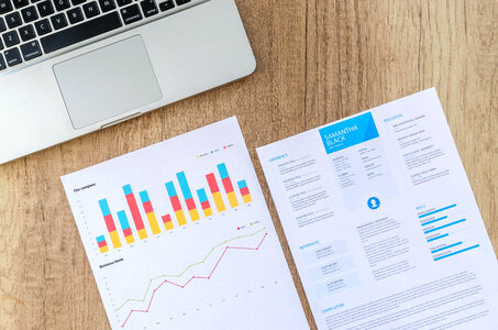 Laptop and Charts and Graphs photo