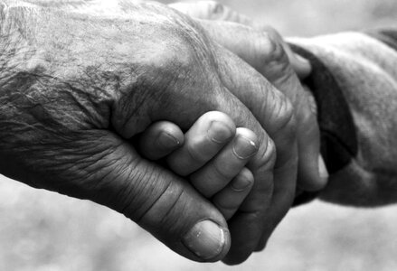 The hand grandmother child