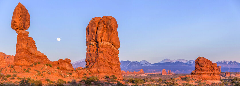 Moonrise over Balanced Rock at Arches National Park photo
