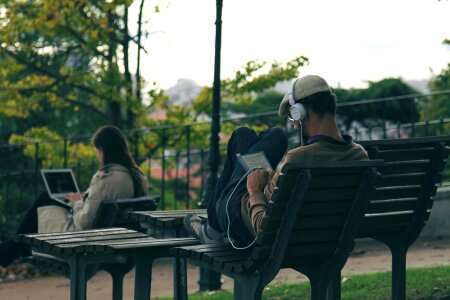 Bench daylight man