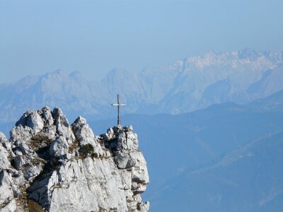 Summit cross backlighting haze photo