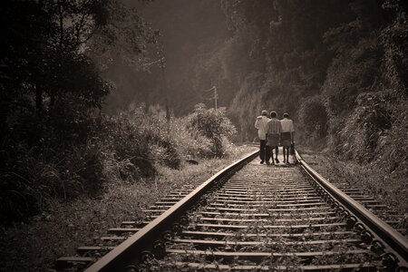 Railway employees returing home photo