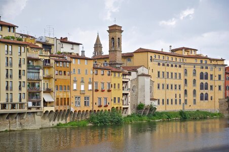 Ponte Vecchio view from Lungarni with Arno river photo
