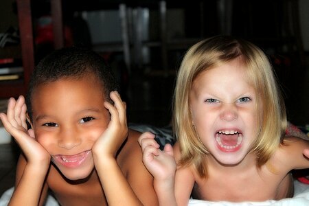 Playing making faces happy