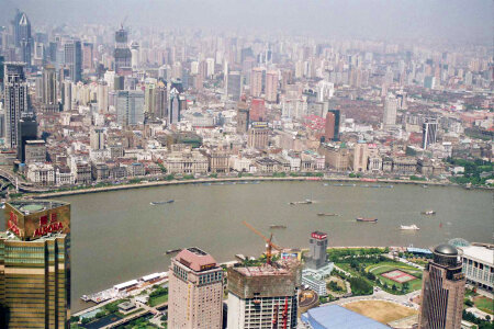 Bund cityscape from the Jinmao Building, Shanghai, China