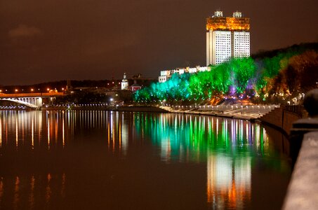 Beautiful lights at night with cherry blossoms