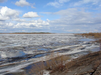 big chunk of ice in the river photo