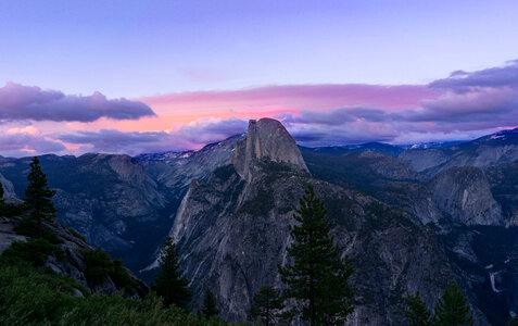 Yosemite Valley landscape in the Twilight Hours in Yosemite National Park, California photo