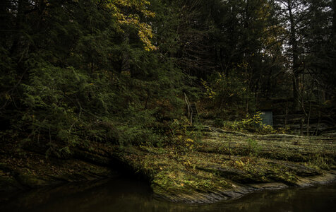 Rocky Shoreline with steps on the Wisconsin River at Wisconsin Dells