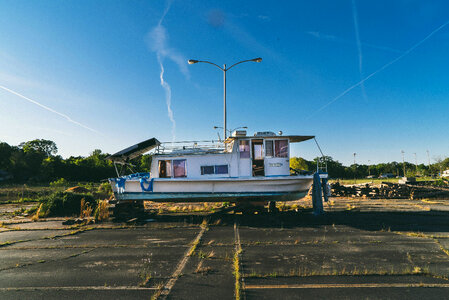 Boat on the parking lot in South Carolina photo