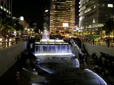 Seoul Cheonggyecheon night in South Korea photo