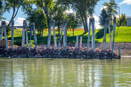 Old wooden pilings along Missouri River near Yankton, South Dakota-2