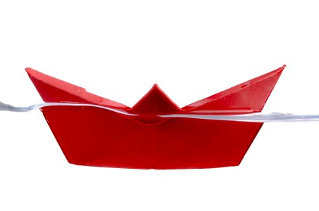 Water red paper boat