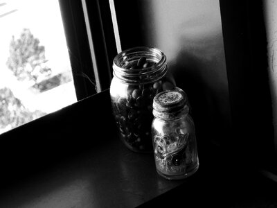 Jars glass coffee beans photo
