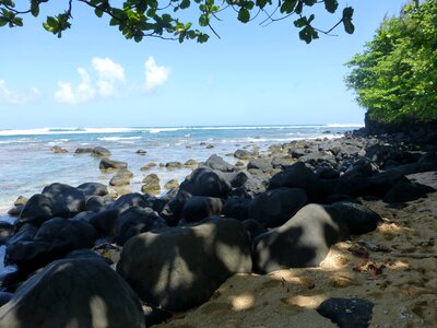 Sand rocks coast photo