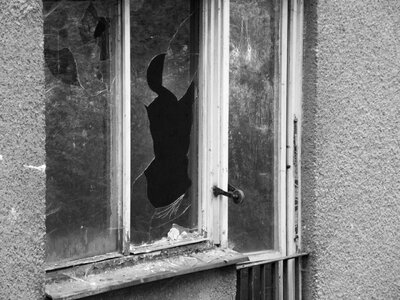 Broken glass crack hole