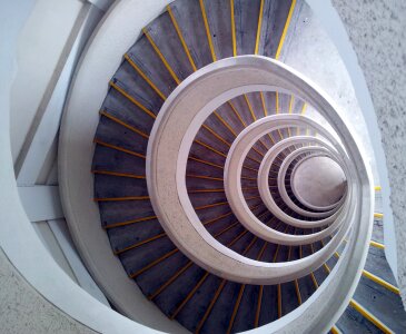 Building winding stairwell photo