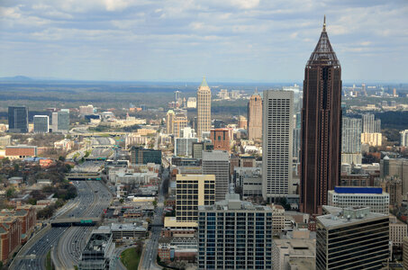 Cityscape View of Atlanta, Georgia with roads, skyscrapers and buildings photo