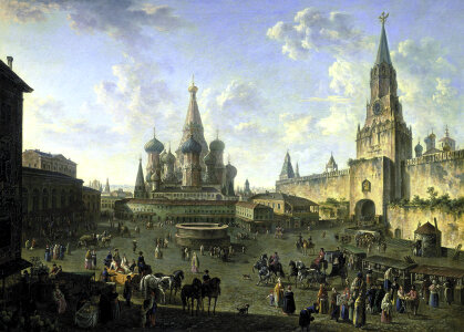 Red Square painting of Moscow, Russia in 1801 photo