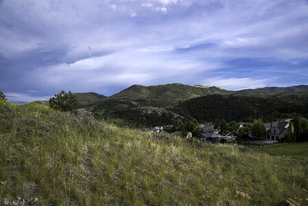 Mountain grasses landscape with hills with clouds and sky in Helena