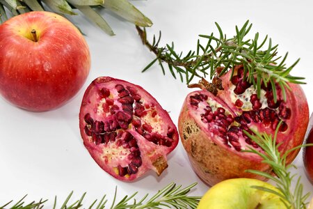 Apples pomegranate rosemary photo