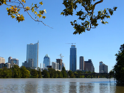 Austin Skyline from across the lake in Texas photo