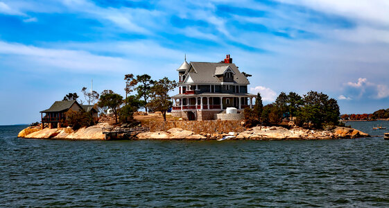 Houses on the Thimble Islands in Connecticut photo