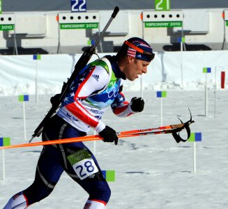 Skiing cross country rifle photo