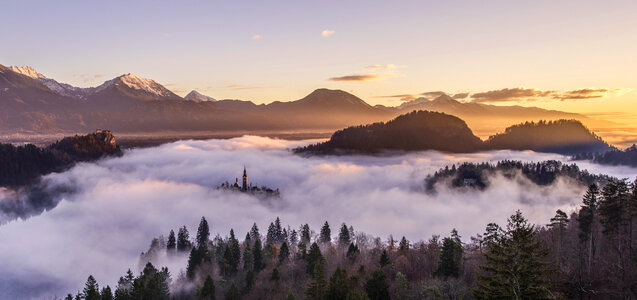 Cloudy Mountains with Mist landscape photo