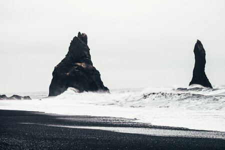 Beach black&white rocks photo