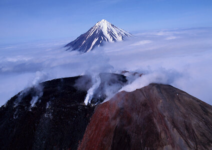 zoom of the top of mount fuji from japan photo