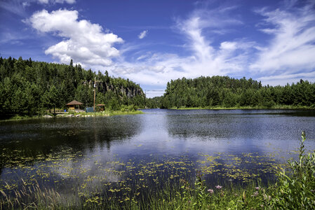 Landscape across the pond at Eagle Canyon, Ontario