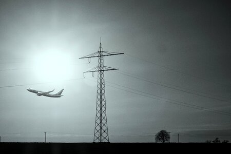 Current power poles jet photo