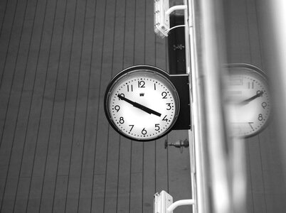 Analog clock black and white photo