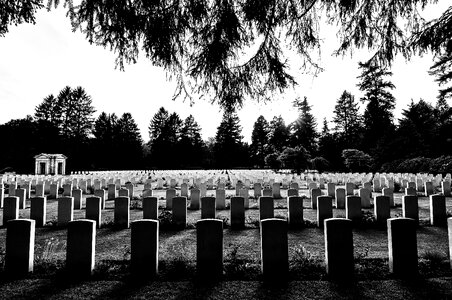 Memorial Cemetary in black and white photo