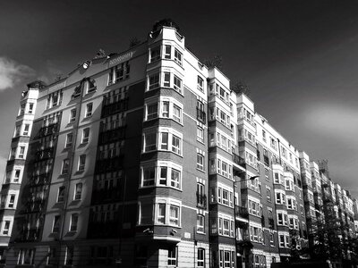Apartment black and white building photo